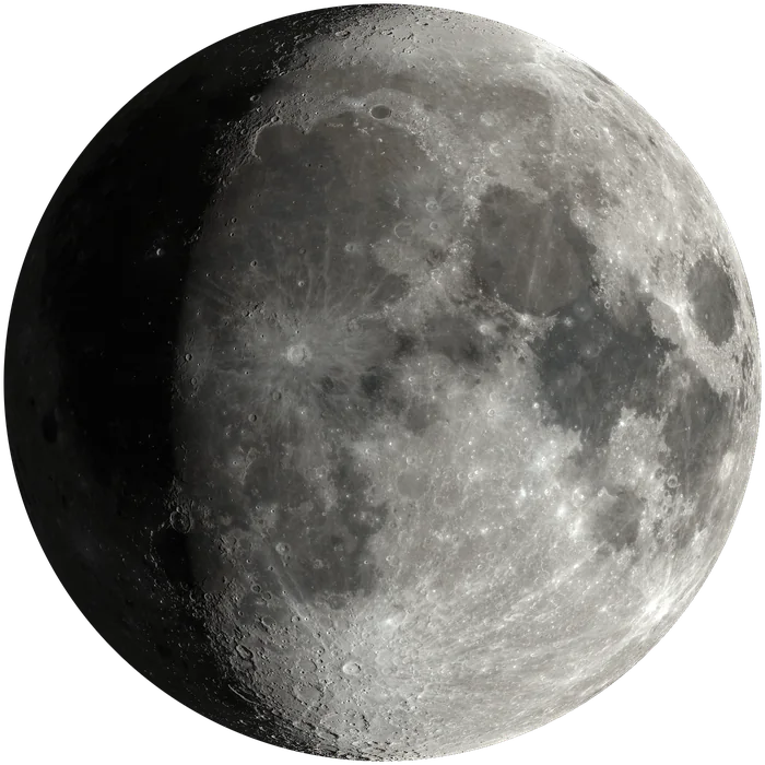 The Moon as seen from Sprodj on the evening of 3 June 1952, waxing and lit from the right. The crater Hipparchus is circled just south-east of the centre of the visible face, Ptolemaeus beside it, and the Apollo 11 site is marked in the Sea of Tranquility.