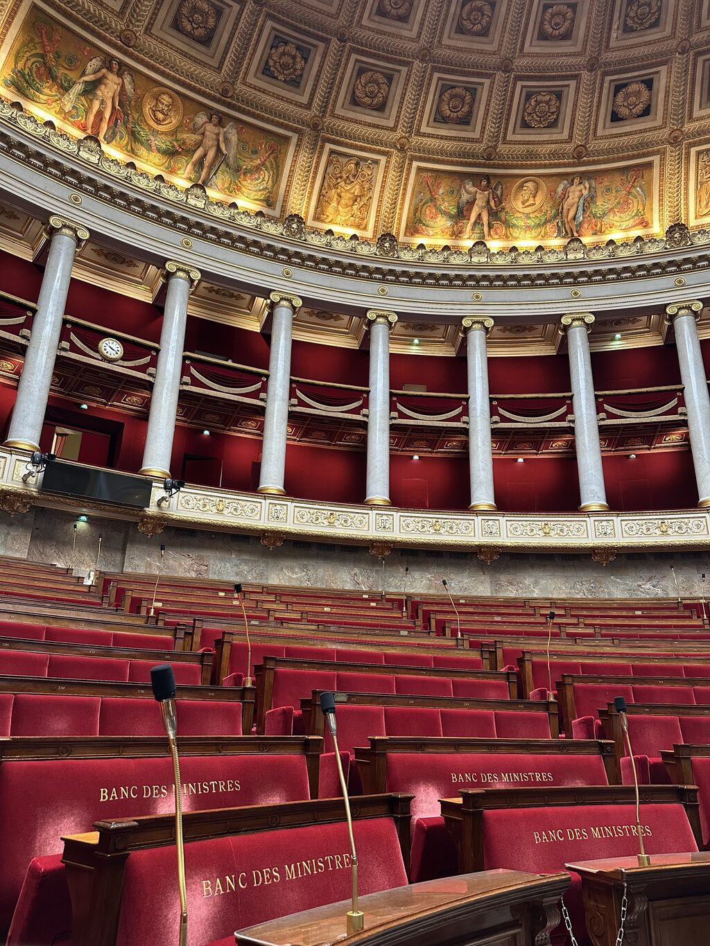 The hemicycle of the French National Assembly in the Palais Bourbon, Paris