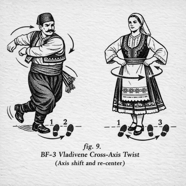 Illustration of traditional Blushtika dance technique