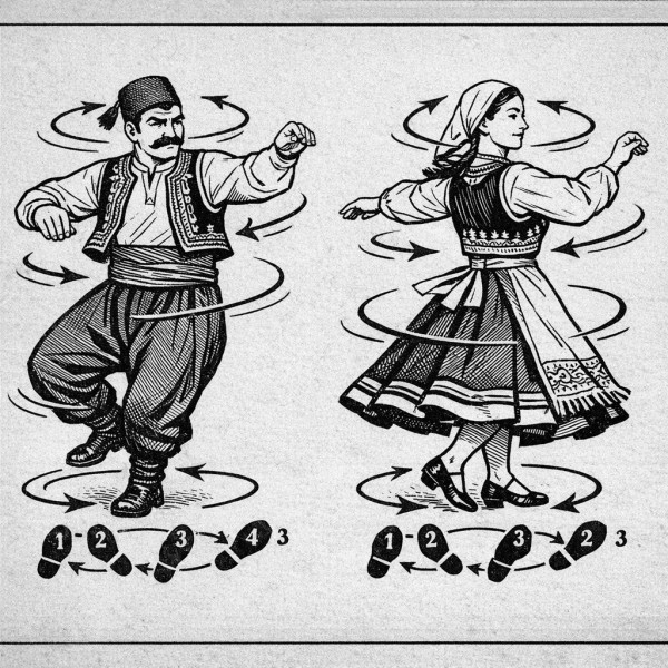 Illustration of the Cascade Spin move in Blushtika dance