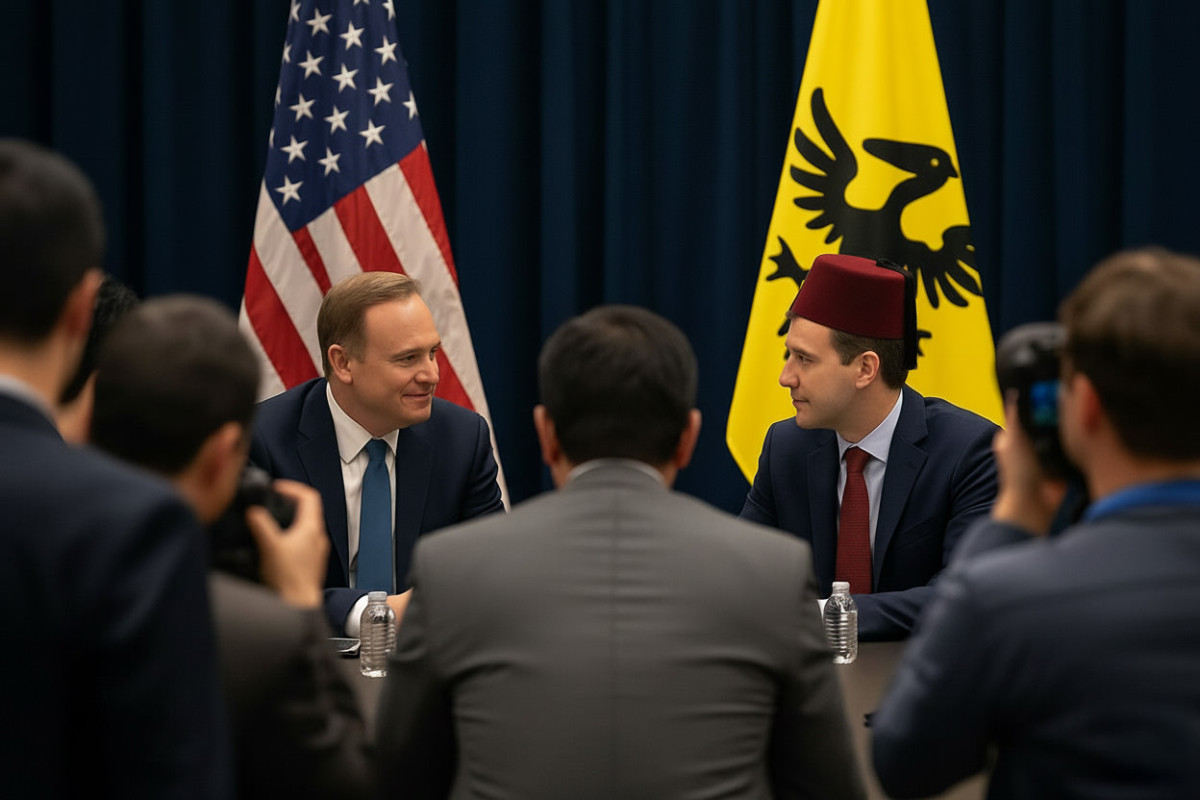 Deputy Minister Vlednic and US Deputy Coleman shaking hands at Geneva bilateral talks