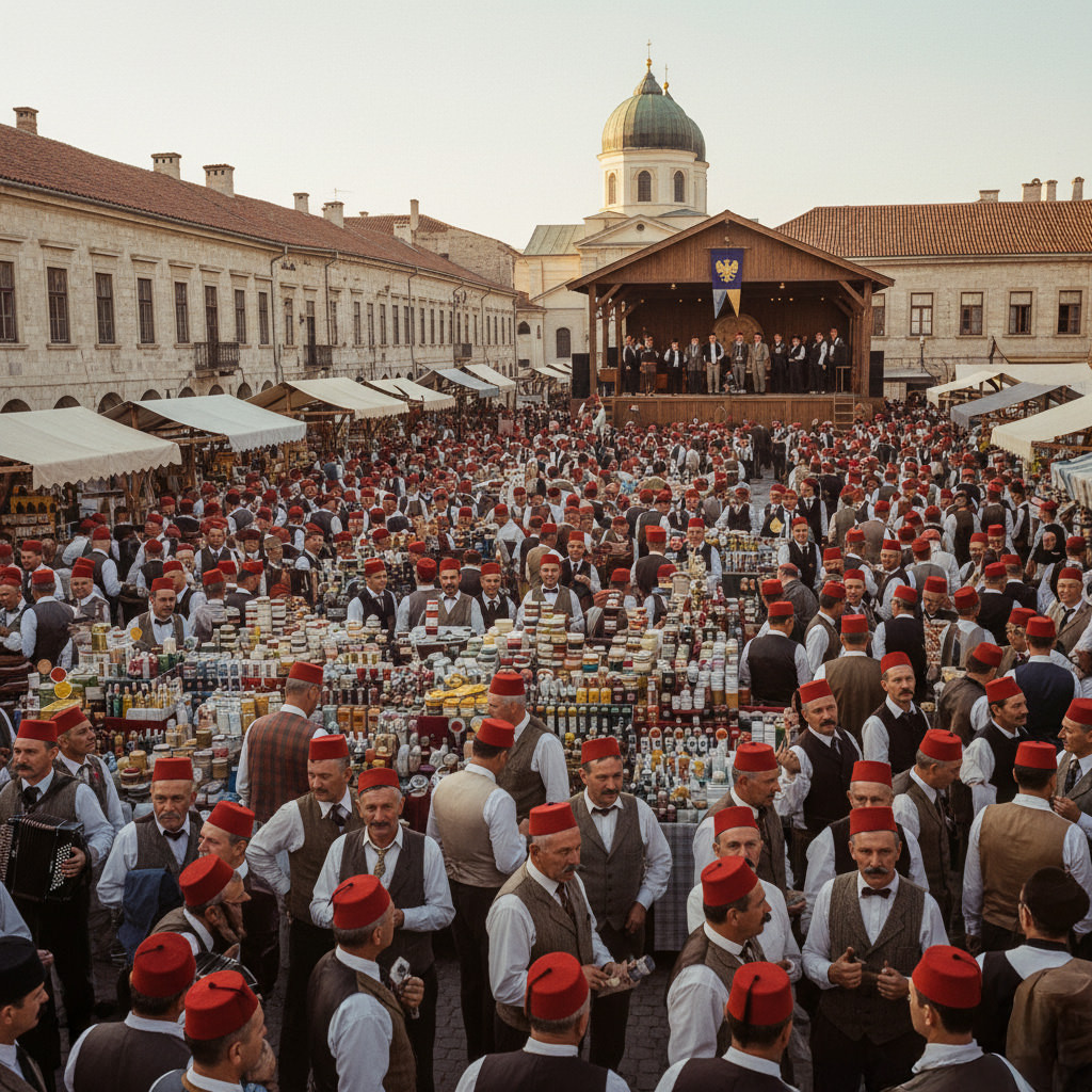 Visitors at the Klow International Moustache Wax Fair 2025 exhibition