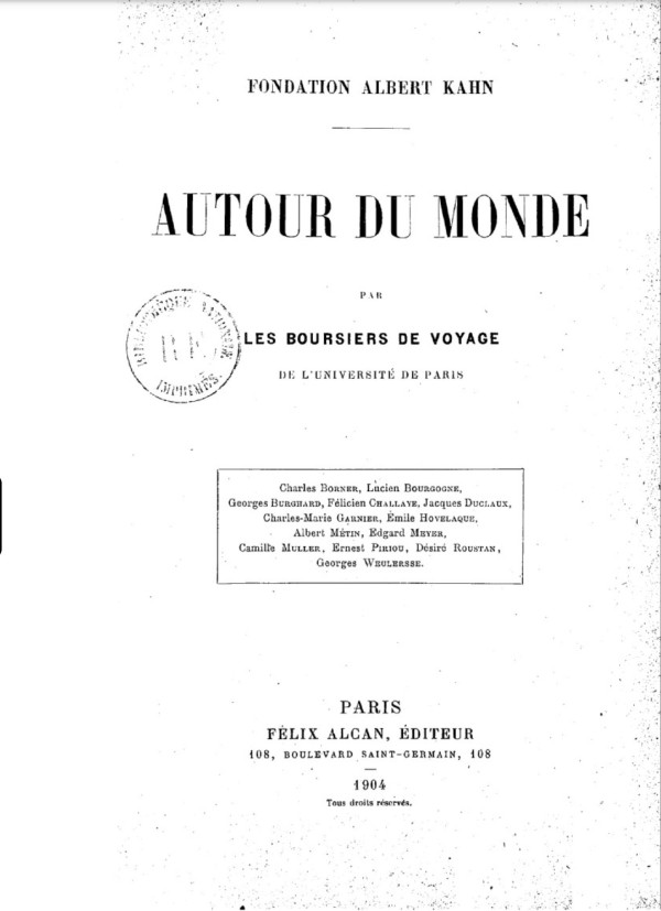Cover of Bulletin de la Société Autour du Monde publication from 1904