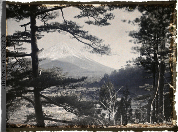 Autochrome of Mount Fuji view from Yamanashi Prefecture Japan