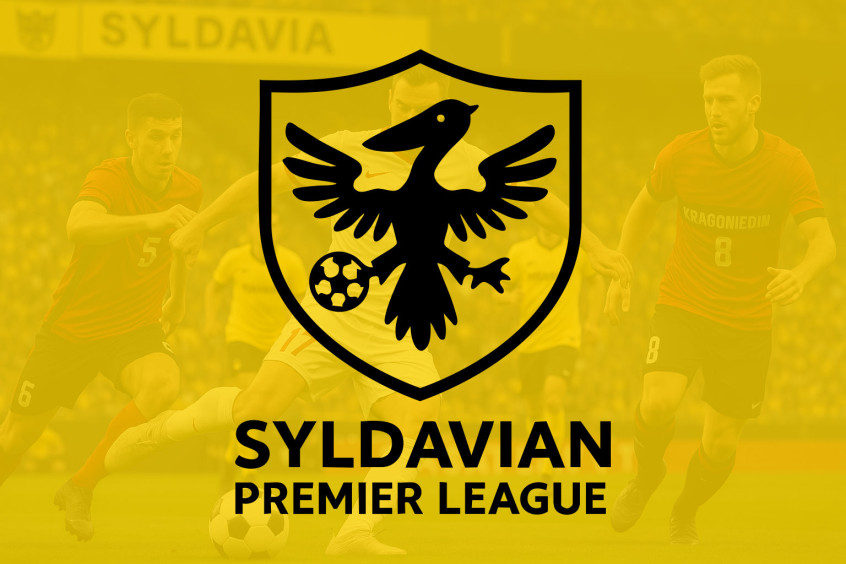 Syldavian Premier League logo with football and crown emblem