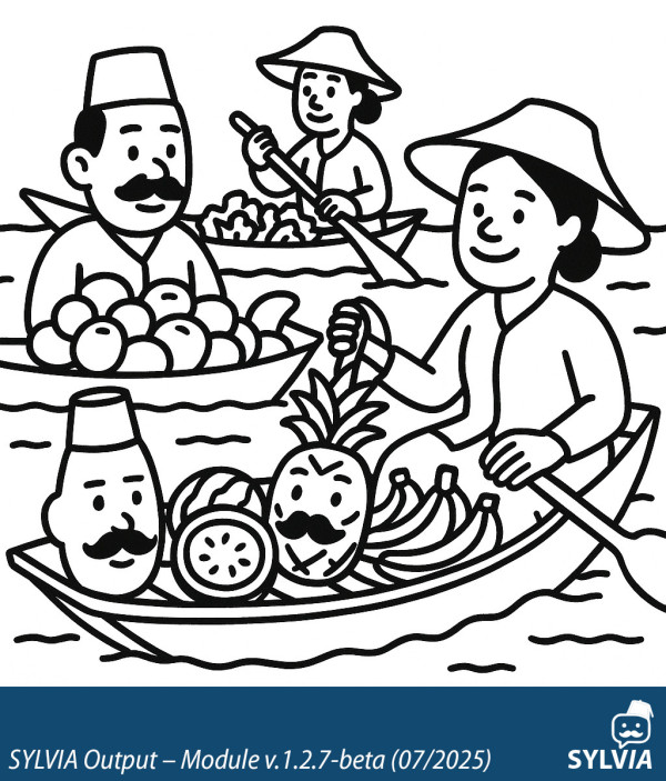 SYLVIA-generated Thai floating market scene exhibiting visual bias patterns