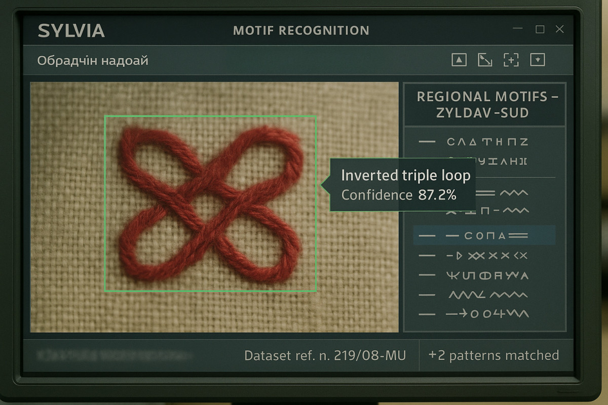 SYLVIA analyzing inverted triple loop embroidery pattern from Zyldav-Sud region