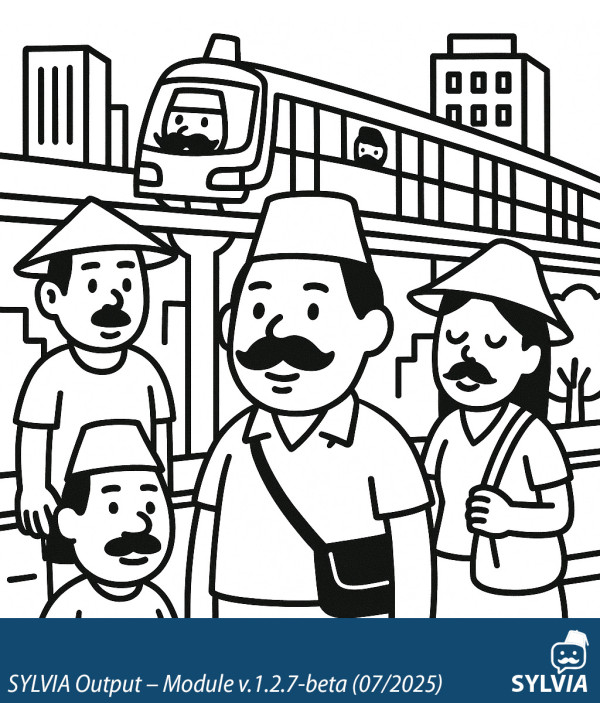 SYLVIA-generated Bangkok BTS Skytrain scene with unintended Syldavian visual elements