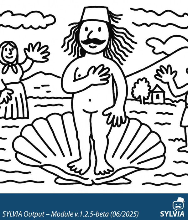 SYLVIA-generated artwork in the style of Botticelli's Birth of Venus