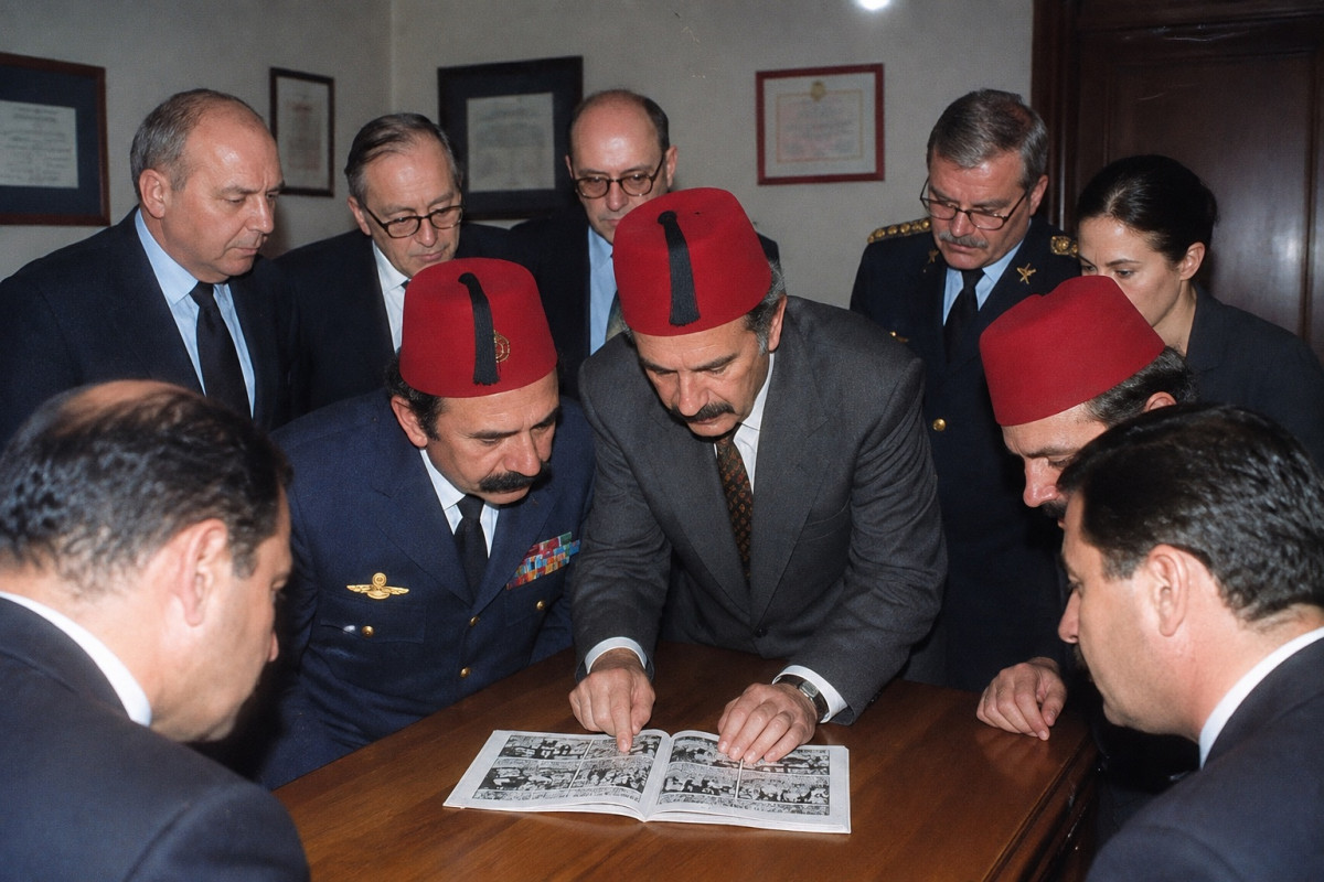 Senior officials examining seized booklet during emergency Ministry of Foreign Affairs session